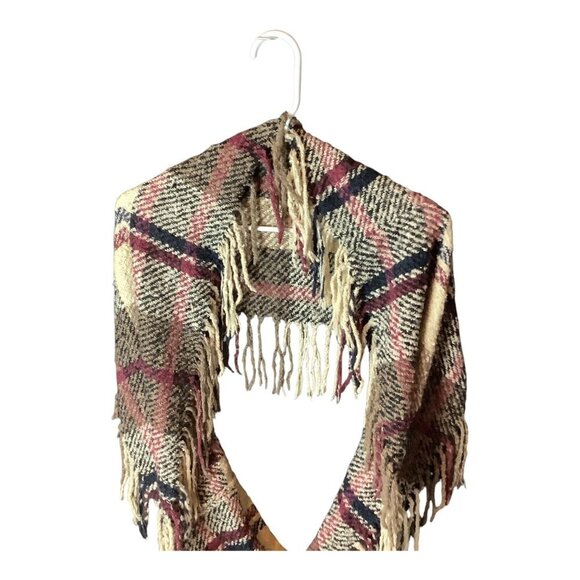 Plaid Fringe Scarf Wrap Shawl With Tassels One Size Multicolor Tartan Pattern - Picture 6 of 8